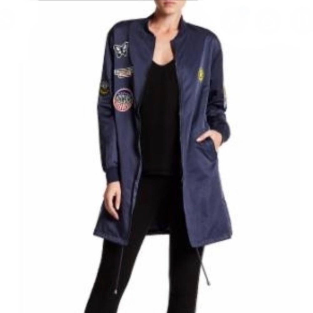 Romeo & Juliet Couture Long Applique Bomber jacket